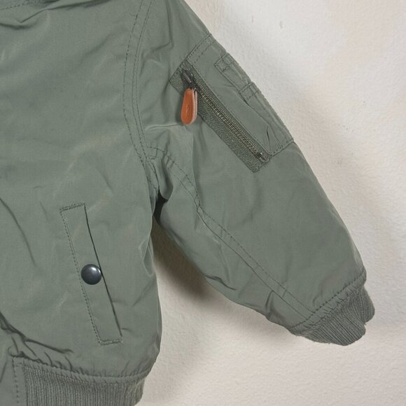 Gap Military Green Boys Faux Fur Hooded Jacket 18-24 months - Picture 2 of 7
